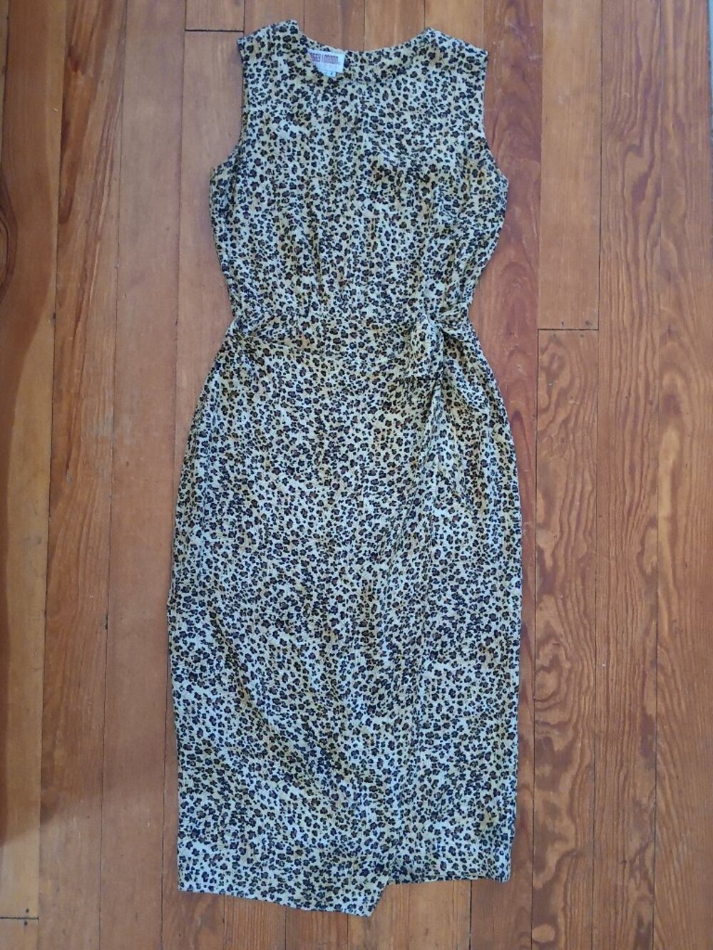 Y2k 100% SILK leopard print faux wrap maxi dress S Coquette Western Boho